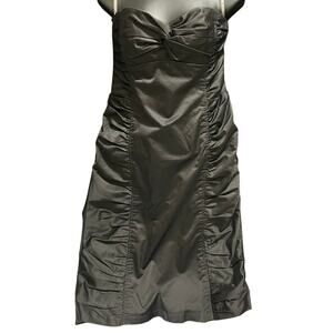 Nanette Lepore Strapless Black Satin Pencil Cocktail Dress (Size 6)